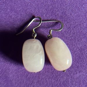 Vintage Rose Quartz Sterling Silver French Wire Earrings